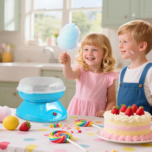 Máquina de Algodón de Azúcar en Casa de Polipropileno Acero Inox. y Aluminio 450W-550W para Fiestas 27x26x18 cm Azul