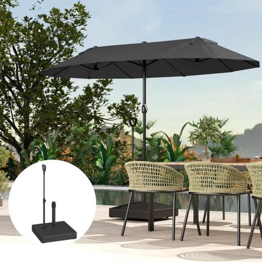 Base para Sombrilla Cuadrada con Ruedas y Asa Rellenable con Agua o Arena Soporte de HDPE 60x60x104 cm Negro [6]