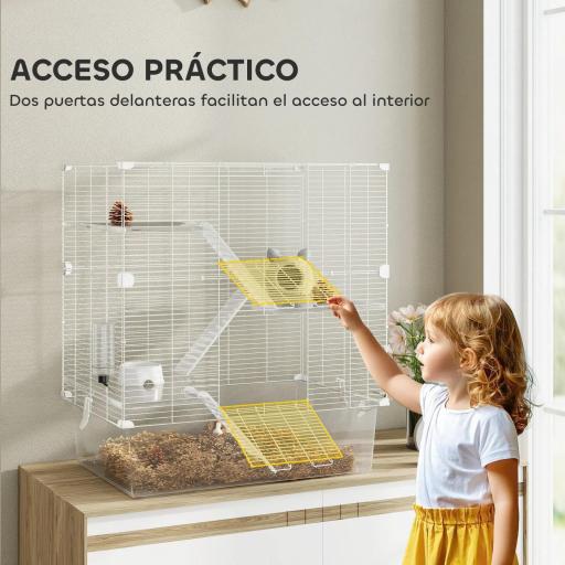 Jaula para Animales Pequeños con Múltiples Niveles Bandeja y Accesorios Incluidos 73x47x80 cm Blanco [4]