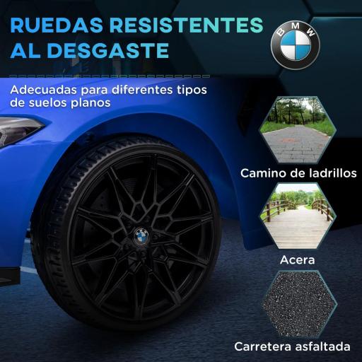 Coche de Batería para Niños 12V BMW M4 con Mando a Distancia Faros Bocina Música Velocidad 3-5 km/h Azul [3]