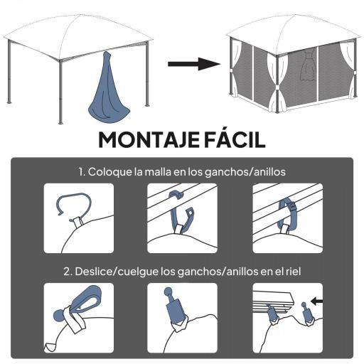  4 Paneles Laterales 3,4x2 cm para Carpa de Jardín Tela Mosquitera para Cenador Gazebo con Cremalleras y Anillas Negro [5]