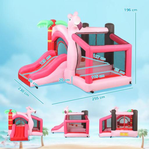 Castillo Hinchable para Niños con Soplador Tobogán Cama Elástica Piscina de Pelotas Canasta de Baloncesto 255x230x196cm [3]