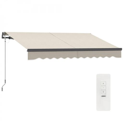 Toldo Eléctrico Retráctil con Manivela Inclinación Ajustable y Protección UV para Jardín Terraza 296x250 cm Crema [9]