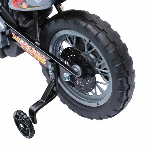 Moto Electrica Infantil Bateria 6V Recargable Niños 3+ Años Cargador y Ruedas Apoyo 102x53x66 cm Color Rojo [7]