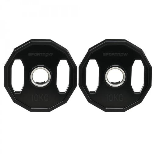 Conjunto de 2 Discos de Pesas de 10 kg con Orificio de 5 cm para Entrenamiento de Fuerza Ø32x4 cm Negro [9]