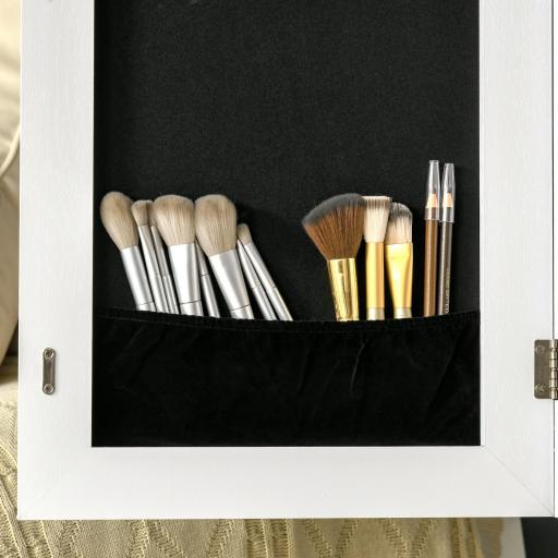 Espejo Joyero de Pie Cuerpo Entero Ajustable en Ángulo Armario de Joyería con Estante Inferior Cerradura Magnética Ranuras y Cajas para Joyas 47x36x157 cm Blanco y Negro [6]