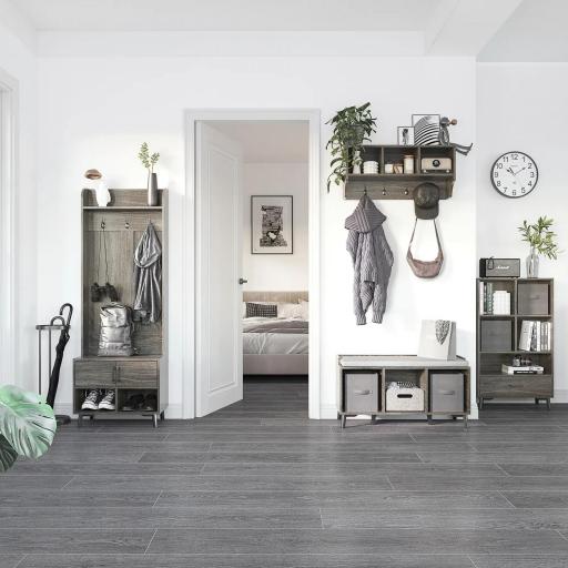 Perchero con Zapatero Perchero Entrada Recibidor con 3 Ganchos 2 Puertas 2 Compartimientos y Estante 60x34x170 cm Gris