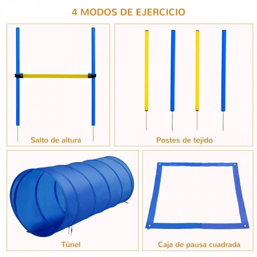 Set de Entrenamiento de Agilidad para Perros Obstáculos de Salto con Altura Ajustable Túnel para Perros Azul y Amarillo [8]