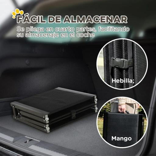 Rampa Plegable para Perros de Aluminio con Superficie Antideslizante Asa y Gancho Carga 80 kg 158x43,5x2,5 cm Negro [5]