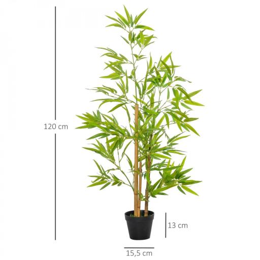 Planta Artificial de Bambú 120 cm Árbol Artificial en Maceta Decorativa para Interior Hogar Ø15,5x120 cm Verde [1]
