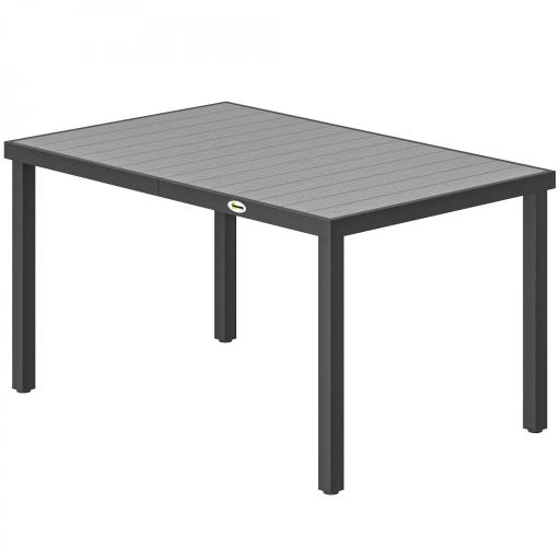 Mesa de Comedor de Jardín para 6 Personas con Superficie de Listones Estructura de Acero 140x90x74 cm Gris [8]