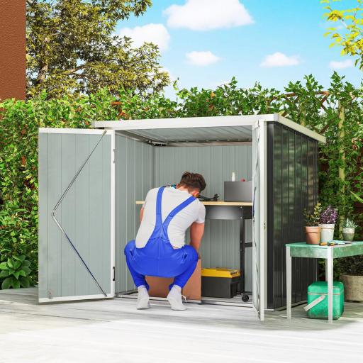 Cobertizo de Jardín de Exterior 1,26 m² 147x86x134cm con 2 Puertas y Cerradura para Almacenamiento de Herramientas Negro