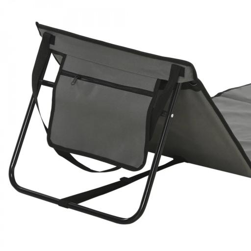 Conjunto de 2 Esterillas de Playa Plegable con Respaldo Reclinable y Bolsa de Transporte 142x51x40 cm Gris [5]