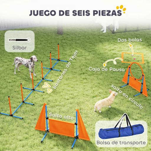 Kit de Agilidad para Perros Agility de 6 Piezas para Mascotas con Saltos Slalom Caja de Pausa Silbato y Pelotas [3]