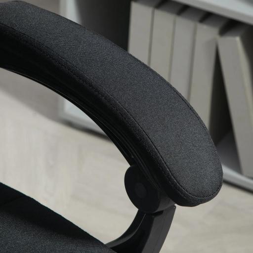 Silla de Escritorio Reclinable con Altura Ajustable Reposapiés Reposacabezas y Reposabrazos 66x76x112-120 cm Negro [6]