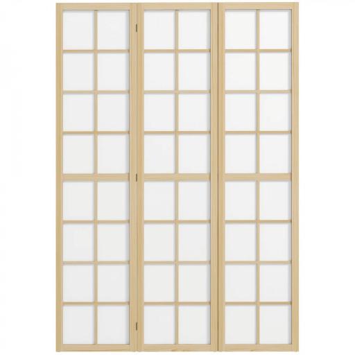 Biombo Plegable de 3 Paneles Separador de Ambientes para Sala de Estar Dormitorio y Oficina 120x170 cm Madera y Blanco [1]