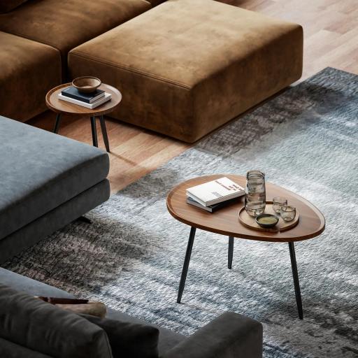 Juego de 2 Mesas Auxiliares Apilables Mesas Nido Estilo Moderno con Marco de Metal para Salón Dormitorio Efecto Madera [4]