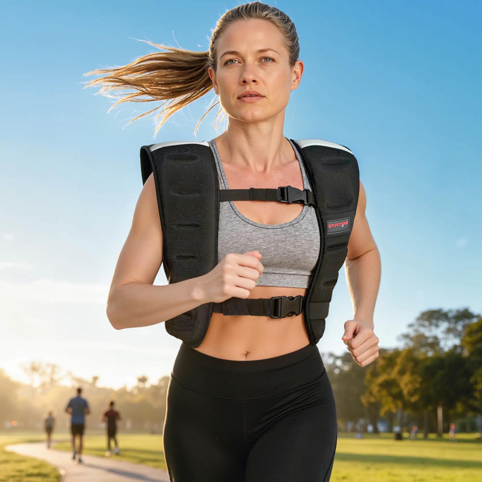 Chaleco Lastrado 8 kg Transpirable con Correas Ajustables y Bandas Reflectantes para Entrenamiento Fuerza Jogging Negro