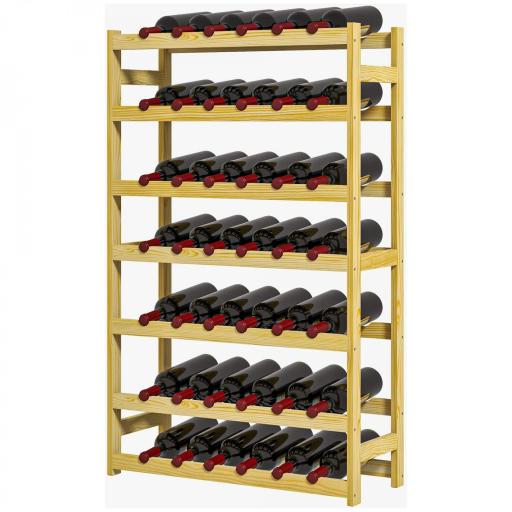 Botellero de Madera para 42 Botellas Botellero para Vino de 7 Niveles 63x25x102 cm Natural [8]