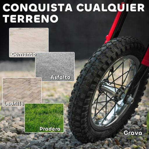 Moto Eléctrica para Niños 24V con Motor 250W Velocidad de 6-16km/h Ruedas de 12'' para Niños de 8-12 Años Rojo [3]