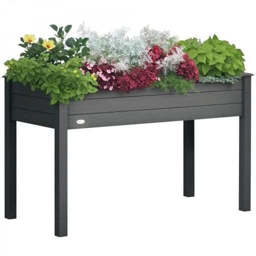 Huerto Urbano Elevado de Madera 122,5x56,5x76 cm con Tela no Tejida para Cultivos Plantas Flores Gris Oscuro [9]