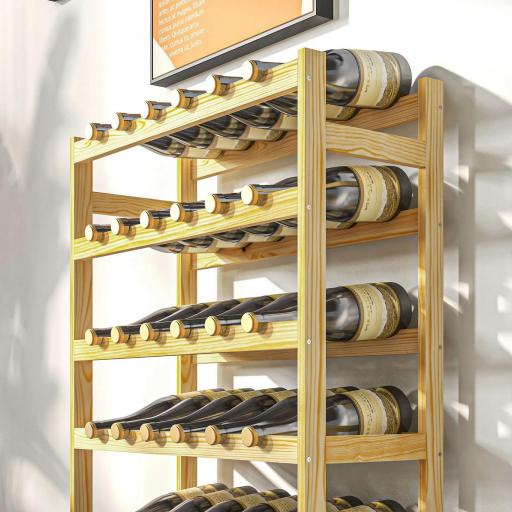 Botellero de Madera para 42 Botellas Botellero para Vino de 7 Niveles 63x25x102 cm Natural [3]