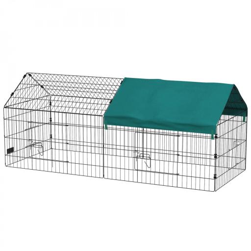 Jaula para Animales Pequeños de Acero con Puertas y Tela Superior para Conejos Chinchillas Gallinas 185x75x75 cm Verde [8]