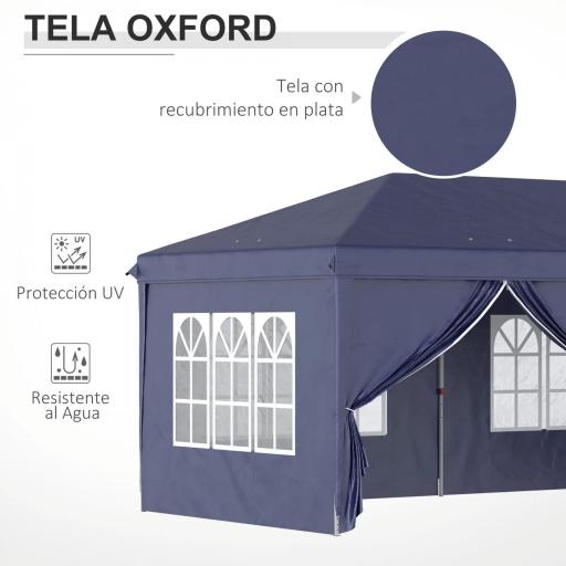 Carpa Plegable 6x3x2,7 m con 4 Paneles 4 Ventanas 2 Puertas 1 Bolsa Anti-UV y 12 Orificios de Drenaje Azul [3]