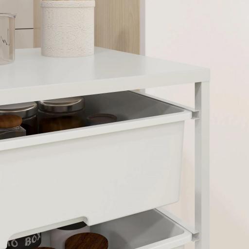 Carrito Auxiliar con Ruedas con 3 Cestas para Almacenamiento y Marco de Acero para Cocina Baño 40,8x33,5x60,5 cm Blanco [5]