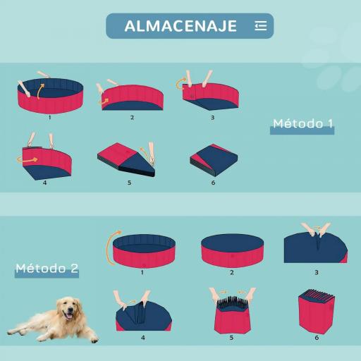 Piscina Plegable para Perros Gatos Ø140x30 cm Bañera Portátil para Mascotas PVC Antideslizante Múltiples Usos Color Rojo [2]