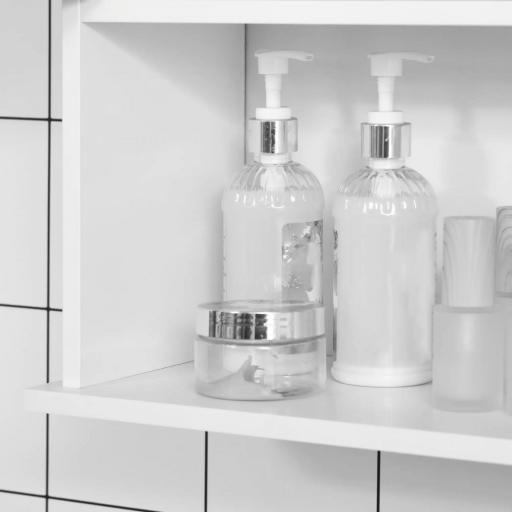 Armario de Pared para Baño Multiusos con Estante Ajustable Puertas de Listones y Compartimento 60x20x70 cm Blanco [7]