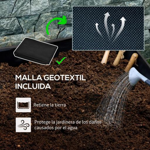 Jardinera de Madera de Exterior con Orificios de Drenaje y Tela no Tejida para Flores Plantas 89x48x47 cm Negro [3]