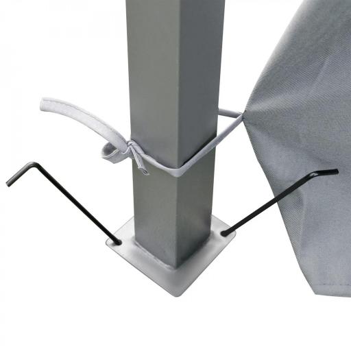 Gazebo de Exterior 3x4 m con Paredes Laterales Doble Techo 6 Puertas con Cremallera y 8 Orificios de Drenaje Gris [5]