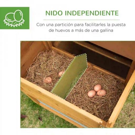 Gallinero de Madera Exterior Jaula para 2-4 Gallinas con Corral de Alambre Techos Asfálticos Nido Bandeja Extraíble y Rampa 200x80x105 cm Marrón [4]