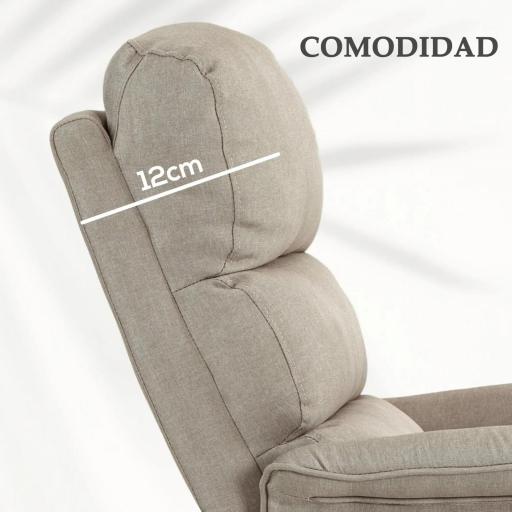 Sillón Relax Reclinable Eléctrico Levanta Personas con Mando a Distancia y Bolsillo Lateral Sillón Elevador Beige [3]