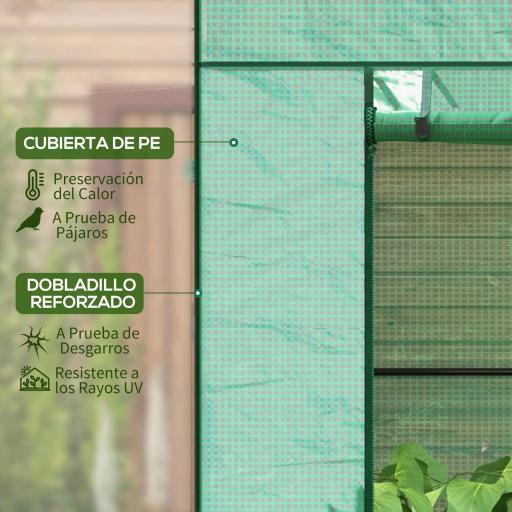 Invernadero de Exterior con Ventanas de Malla y Puerta con Cremallera para Cultivar Plantas Flores 196x77x197 cm Verde [5]