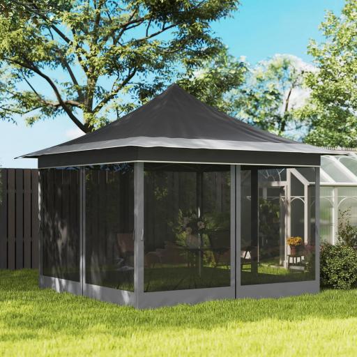 Carpa Plegable 3,5x3,5x3 m con Mosquitera Altura Ajustable y Protección UPF50+ con Bolsa de Transporte Gris Oscuro [7]