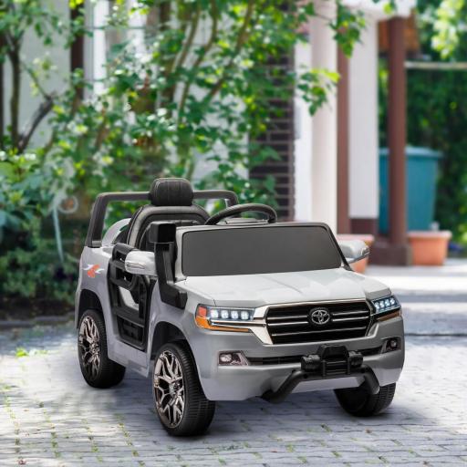 Coche Eléctrico para Niños de +3 Años Toyota LAND CRUISER con Batería 12V Mando a Distancia y Música MP3 Gris