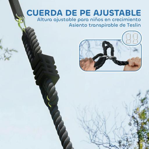 Columpio Nido Infantil Ø120 cm Altura Ajustable Columpio Redondo para Niños para Árbol Carga 300 kg Multicolor [4]