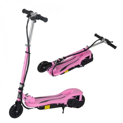Patinete Eléctrico Plegable para Niños de 7-14 Años, Patinete Eléctrico con Velocidad Max. 12 km/h, Alcance de 8 km, Altura Ajustable, Freno de Mano, Rosa [8]