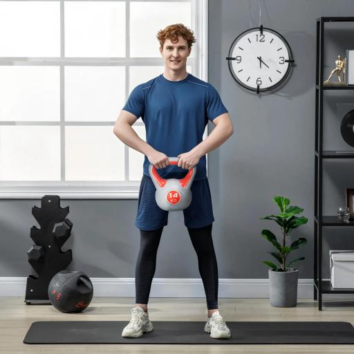 Pesa Rusa 14 kg Revestimiento de PU y Relleno de Arena para Entrenamiento de Fuerza 26x18x32 cm Rojo y Gris