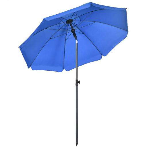 Sombrilla de Playa con Protección UV50+ Mástil de Ø32 mm y Toldo Ajustable Ø180x209 cm Azul [7]