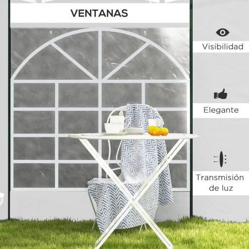  2 Paredes Laterales para Carpa 295x195 cm con Ventana Enrollable y Puerta con Cremallera para Carpa 3x3 m o 3x6 m Blanco [3]