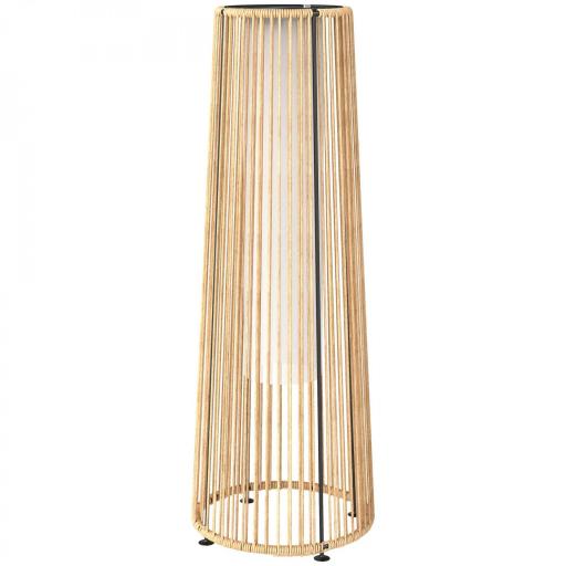 Farola Solar Exterior de Ratán Sintético con Luces LED Encendido y Apagado Automático Impermeable Ø21,5x61 cm Natural [9]