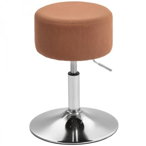 Taburete de Cocina Regulable en Altura 52-66 cm Tapizado en Pana Giratorio en 360° Marrón [8]