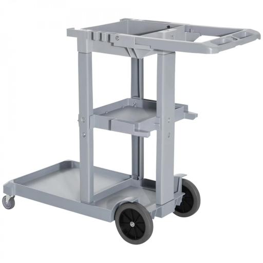 Carro de Limpieza con Bolsa 100L Profesional y Multifuncional para Colectividades Hotel Hostal con 3 Bandejas y 1 Plataforma 121x50,5x96,5 cm Gris y Amarillo [2]