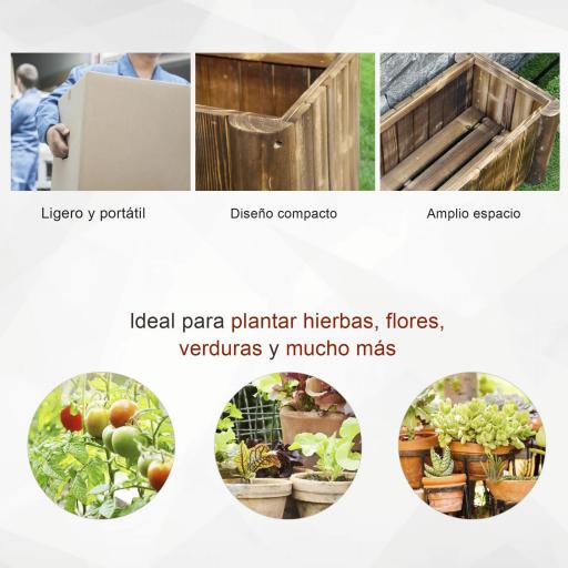 Jardinera Rectangular Arriate de Jardín con 4 Patas para Cultivos Verduras Flores en Jardín Balcón 70x35x30 cm Natural [3]