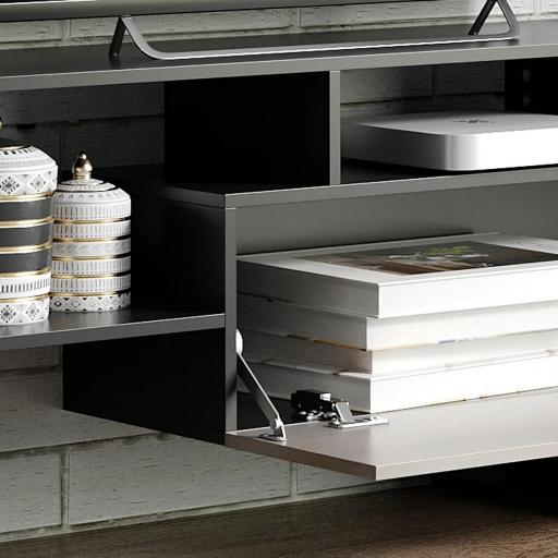 Mueble de Salón para TV Conjunto Muebles de TV 153,6x25x42cm y Estante de Pared 150x14,5x16,3cm Negro y Marrón [6]