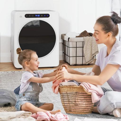Secadora de Evacuación 5 KG 1000W Función Antiarrugas Función Esterilizar Temporizador Pantalla LED Táctil Blanco [2]