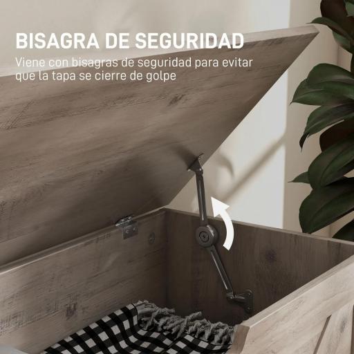 Baúl de Almacenaje para Dormitorio 100 L Puff de Almacenaje con Tapa Bisagra de Seguridad 80x40x45 cm Gris [4]
